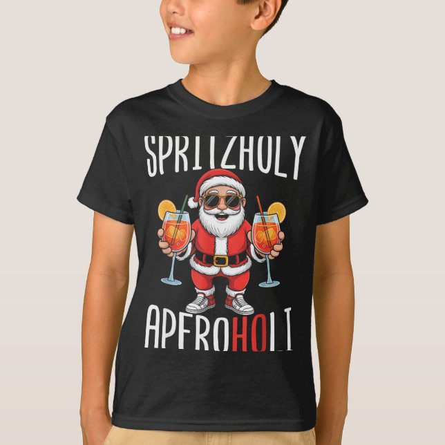 Spritzholy Aperoholi - Santa Aperitif Funny Spritz T-Shirt (Vorderseite)