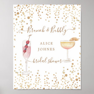 spritzige Cocktails Gold Glitter Braut-Brunch Poster