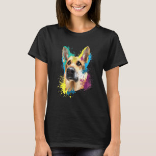 Spritzkunst Farbiger Deutscher Schäferhund Süßer H T-Shirt