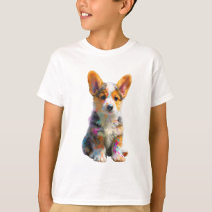 Spritzmalerei Corgi Welpe Kinder T-Shirt