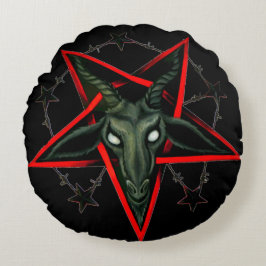 SpritzpistoleBaphomet gefallener RückPentagram Rundes Kissen