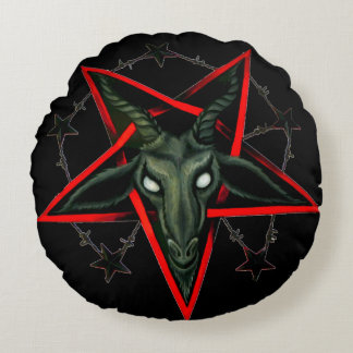 SpritzpistoleBaphomet gefallener RückPentagram Rundes Kissen