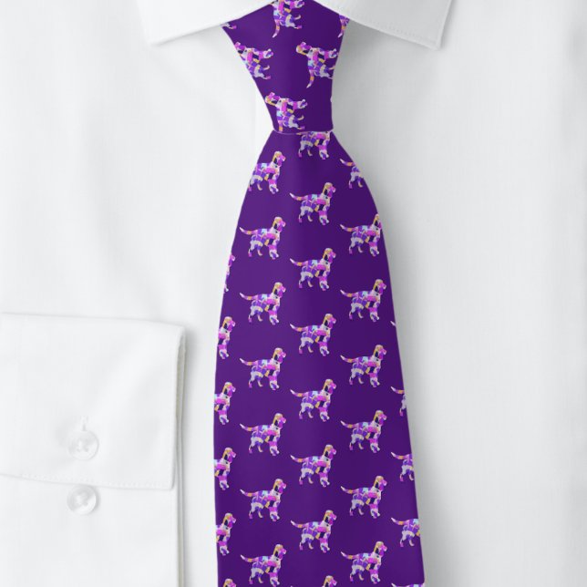 Sprocker Spaniel Hund Silhouette Niedlich Lila PY& Krawatte (Sprocker Purple Tie close up)