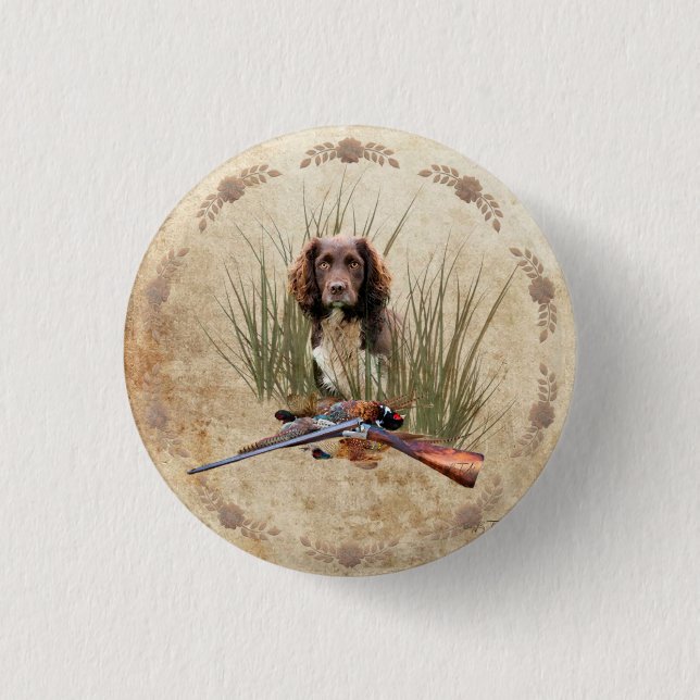 Sprocker Spanisch Tapestry Poster Triptych Acrylic Button (Vorderseite)