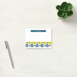 Sprocker Spanischer Hund & Paw Gelb & Blau Grids Post-it Klebezettel