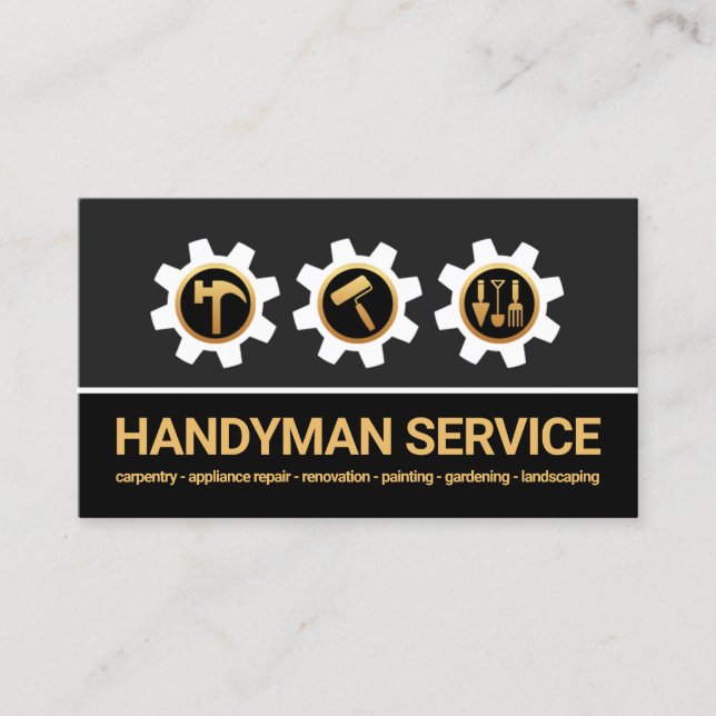 Sprocket Handyman Tools Icons Builder Visitenkarte (Vorderseite)