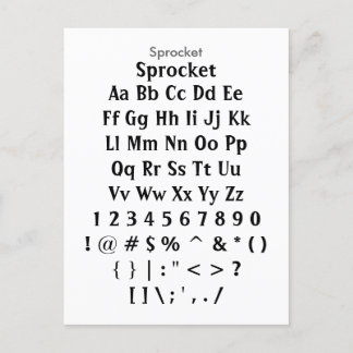 Sprocket - Zazzle-Schriftart-Musterblatt Postkarte