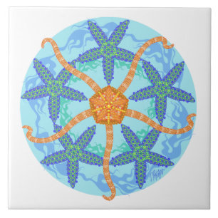 Spröde Starfish-Mandala-Fliese Fliese