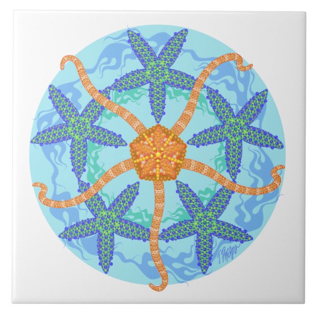 Spröde Starfish-Mandala-Fliese Fliese (Vorderseite)