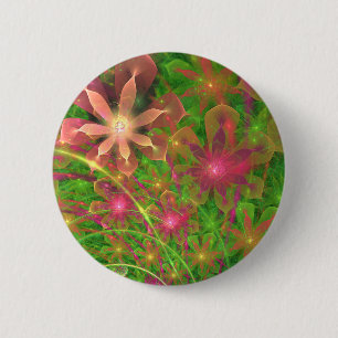 Sproingy Frühlings-Blumen-Fraktal-Kunst Button