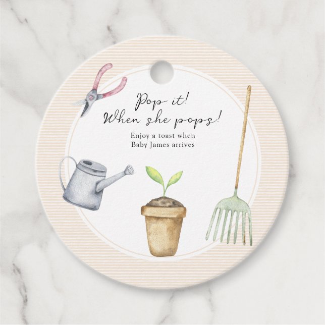 Sprout Baby Shower Pop! Wenn sie Pop Geschenkanhänger (Vorderseite)