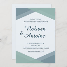Spruce Blue Mint Geometric Elegante Moderne Hochze Einladung