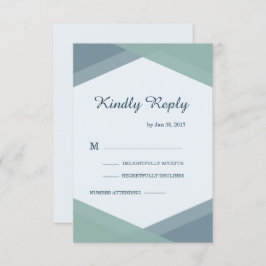 Spruce Blue Mint Geometric Modern Wedding RSVP Einladung
