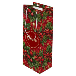 Spruce Boughs und Weihnachtsbälle Rot Grün Geschenktüte Für Weinflaschen