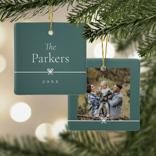 Spruce Green   Einfaches Minimal Bow-Foto Keramikornament