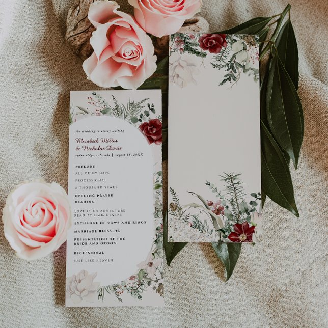 Spruce & Lace | Winter Floral Wedding Program Programm (Von Creator hochgeladen)