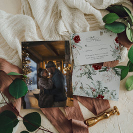 Spruce & Lace | Winter Florals Wedding RSVP Karte