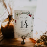 Spruce & Lace | Winterblumenkarte Tischnummer<br><div class="desc">Fügen Sie Ihrem Empfang eine elegante Touch mit diesem Spruce & Lace hinzu | Winter Tischnummer Card. Mit einer atemberaubenden Anordnung saisonaler Vegetation, zarten Spitzen-Elementen und bordeauxroten Blumen bringt diese Karte den Zauber des Winters in Ihre Veranstaltungsdekoration. Diese Karte ist stilvoll und funktionell gestaltet, um Ihre Gäste mühelos zu ihren...</div>