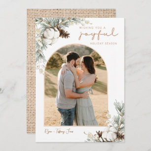 Spruce & Pine Cones Weihnachtskarte mit Arch-Foto Einladung