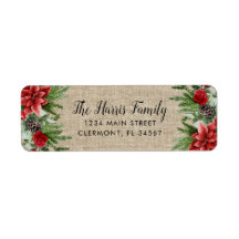 Spruce Pinecone und Poinsettia auf Burlap