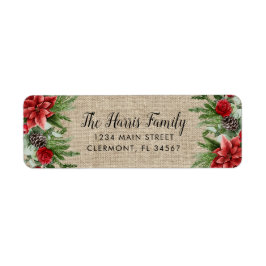 Spruce Pinecone und Poinsettia auf Burlap