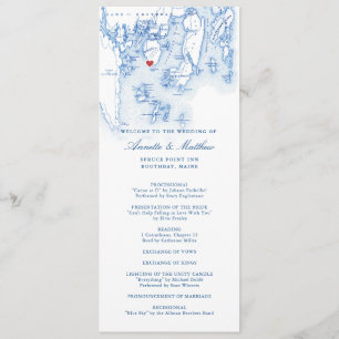 Spruce Point Inn Maine Elegante Navy Blue Wedding Programm