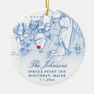 Spruce Point Inn Maine Neu vermählte Weihnachten Keramik Ornament