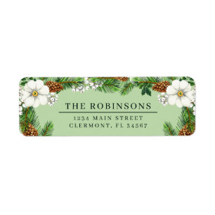 Spruce Sprigs und Winter Berries Label