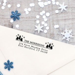 Spruces Snowflakes Rustikale Bezeichnung & Rücksen Permastempel