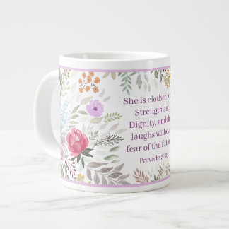 Sprüche 31:25 Bibelvers Aquarell Blumen  Jumbo-Tasse
