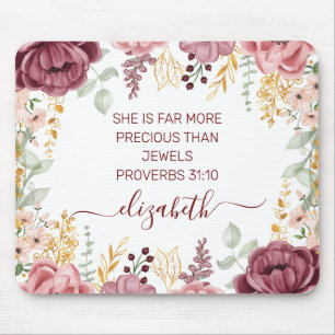 Sprüche 31 Elegante pastellrosa Blumen-Schriftste Mousepad