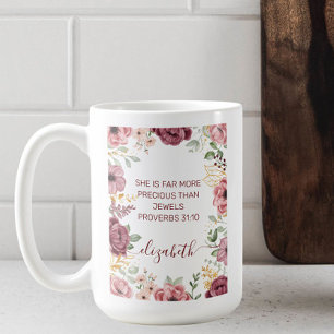 Sprüche 31 Elegante pastellrosa Blumenschrift Kaffeetasse