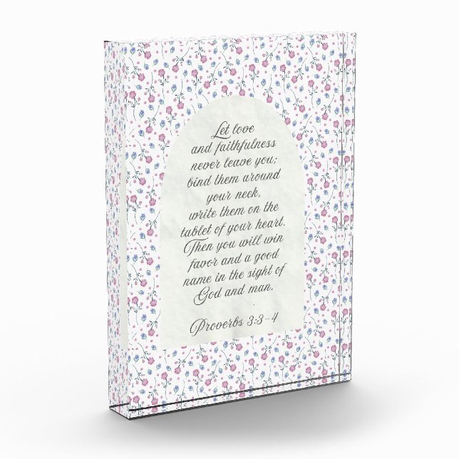 Sprüche 3:3–4 Florale Schriftstelle  Fotoblock (Links)