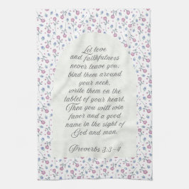 Sprüche 3:3–4 Florale Schriftstelle Geschirrtuch