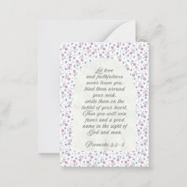 Sprüche 3:3–4 Florale Schriftstelle Mitteilungskarte