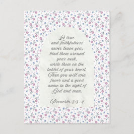 Sprüche 3:3–4 Florale Schriftstelle Postkarte