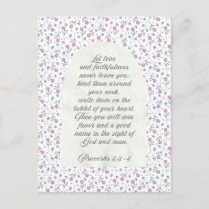 Sprüche 3:3–4 Florale Schriftstelle Postkarte