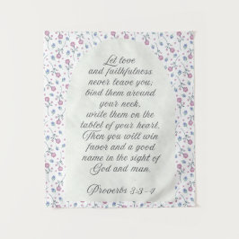 Sprüche 3:3–4 Florale Schriftstelle Wandteppich