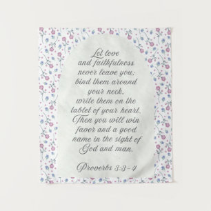 Sprüche 3:3–4 Florale Schriftstelle Wandteppich