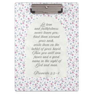 Sprüche 3:3–4 Florales Schriftwort Klemmbrett