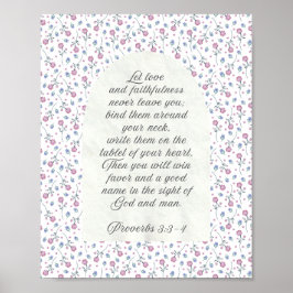 Sprüche 3:3–4 Florales Schriftwort Poster