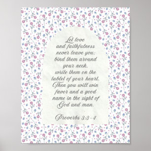 Sprüche 3:3–4 Florales Schriftwort Poster