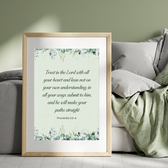 Sprüche 3:5-6 Florales Bibelvers christlich  Poster (Von Creator hochgeladen)