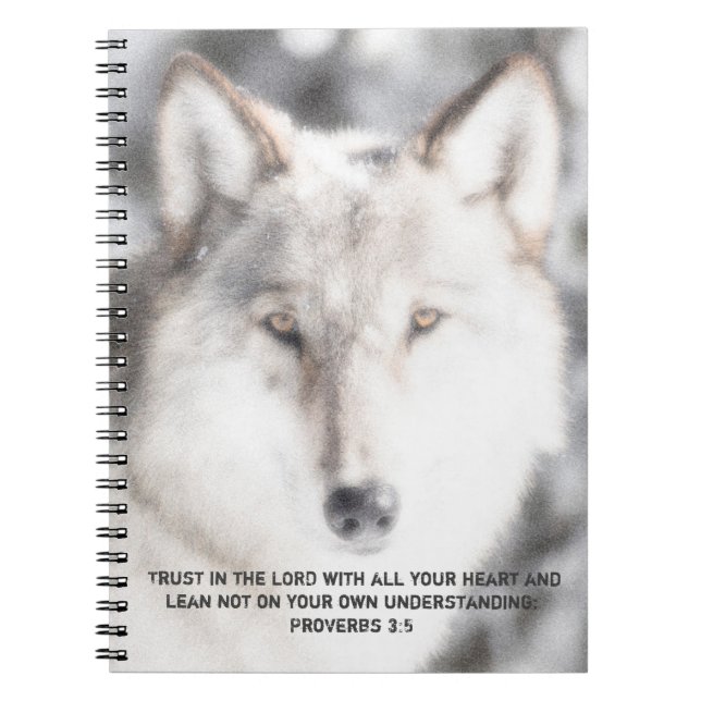 Sprüche 3:5 Wolf Notizbuch Notizblock (Vorderseite)