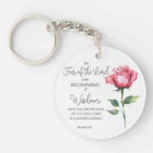 Sprüche 9:10 Furcht des Herrn Rose Blume Bibel Schlüsselanhänger