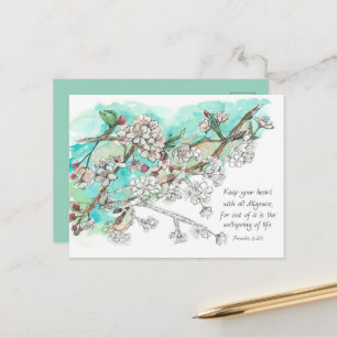Sprüche-Schrift-Kirschblüten-Gebetskarte Postkarte