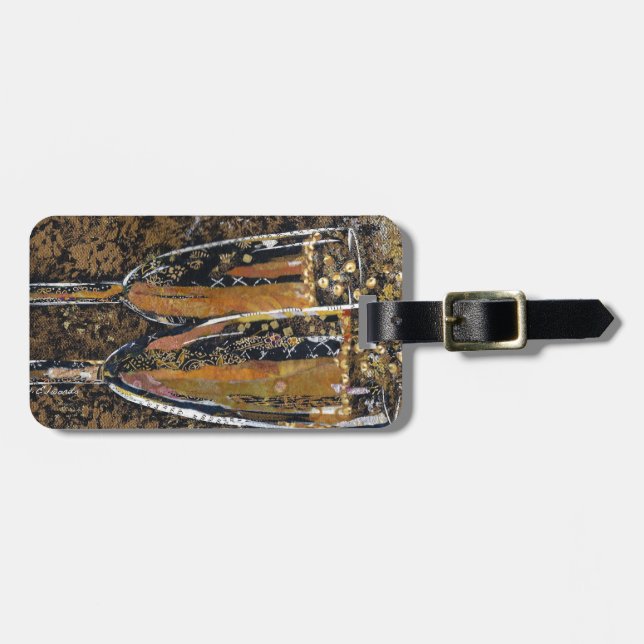 Sprudelnd - Champagnercollagenkunst Gepäckanhänger (Vorderseite horizontal)