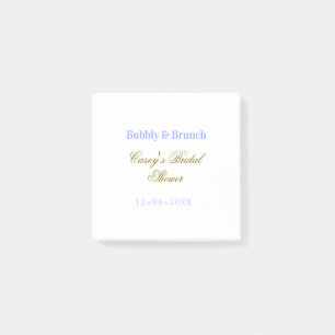 Sprudelnd und Brunch Brautparty Name Datum lila g Post-it Klebezettel