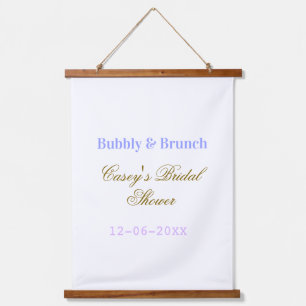 Sprudelnd und Brunch Brautparty Name Datum lila g Wandteppich Mit Holzrahmen