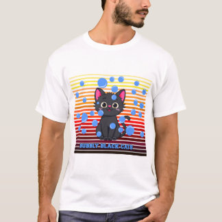 Sprudelnde schwarze Katzen, süße Retro-Blasen-Kuns T-Shirt